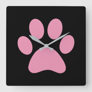 Paw Print Quadratische Wanduhr