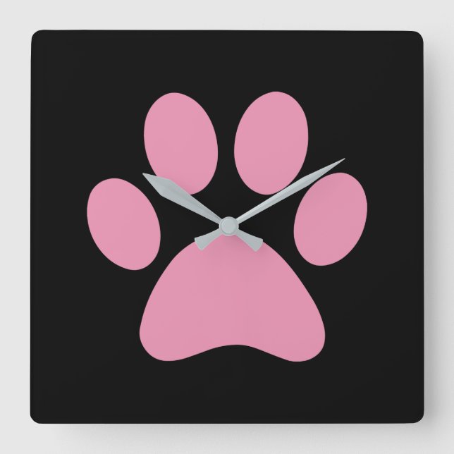 Paw Print Quadratische Wanduhr (Vorderseite)