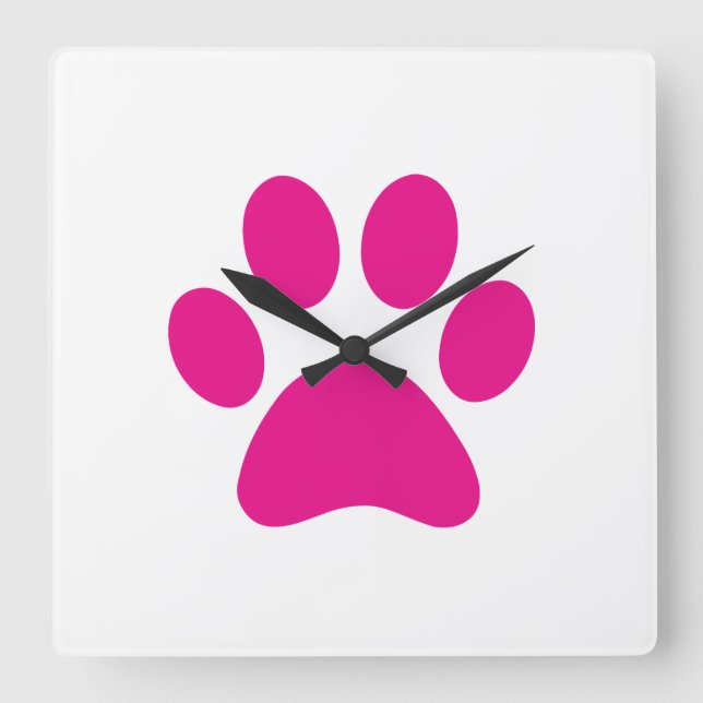 Paw Print     Quadratische Wanduhr (Vorderseite)
