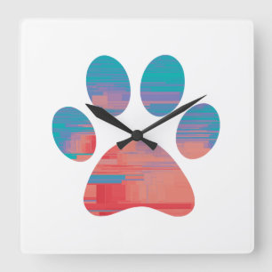 Paw Print Quadratische Wanduhr