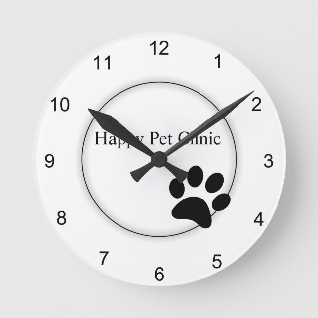 Paw Print Runde Wanduhr (Vorderseite)