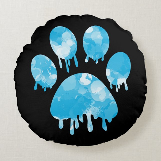 Paw Print Rundes Kissen (Vorderseite)