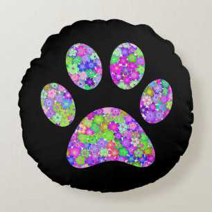 Paw Print Rundes Kissen