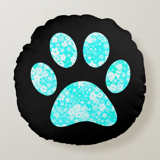 Paw Print Rundes Kissen (Vorderseite)