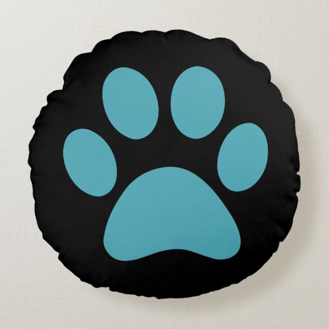 Paw Print Rundes Kissen (Vorderseite)