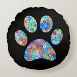 Paw Print Rundes Kissen<br><div class="desc">Fun Paw Print Design für Tierfreunde!</div>