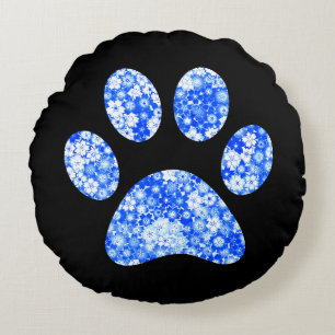 Paw Print Rundes Kissen