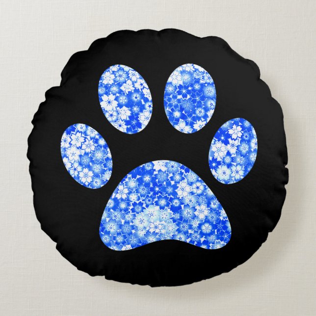 Paw Print Rundes Kissen (Vorderseite)