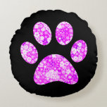 Paw Print Rundes Kissen<br><div class="desc">Fun Paw Print Design für Tierfreunde!</div>