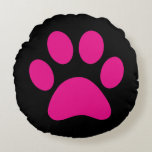 Paw Print Rundes Kissen<br><div class="desc">Pfau,  Druck,  Hund,  Katze,  Haustier,  Welpe,  Kätzchen,  Beileid,  Keepake,  Erinnerung</div>