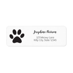 Paw Print Script Name Address Cat Dog Pet Modern