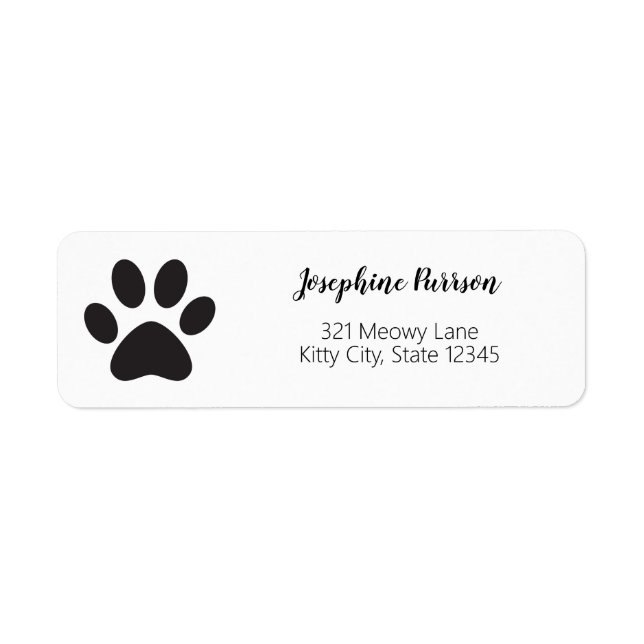 Paw Print Script Name Address Cat Dog Pet Modern (Vorne)
