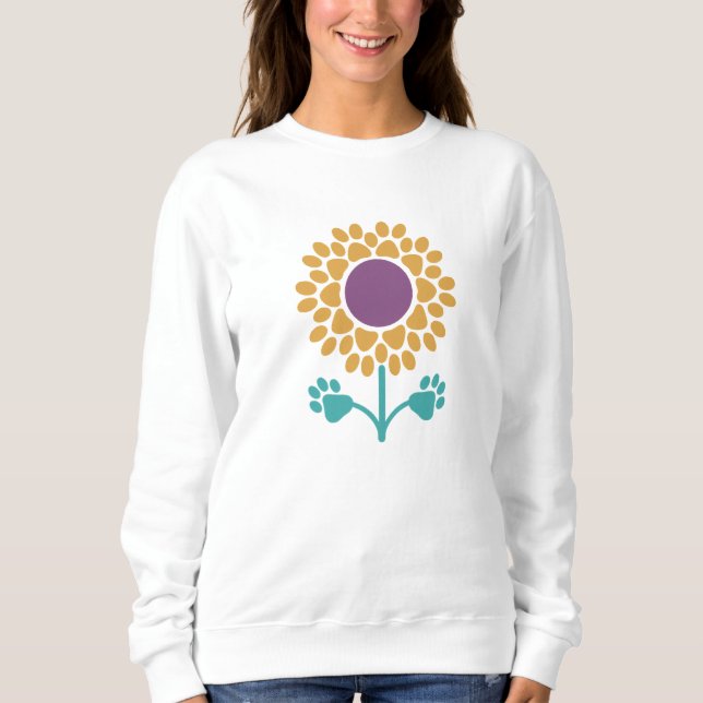 Paw Print Sonnenblume Langärmeliges Shirt (Vorderseite)