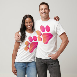 Paw Print Team Name Rosa Orange Sport Spaß T-Shirt