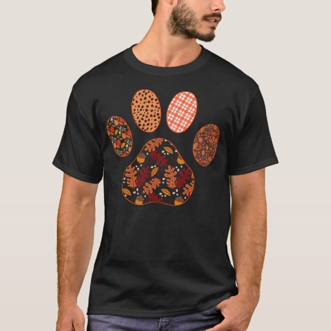 Paw Print Thanksgiving Dog Candy Fall Ghost T-Shirt (Vorderseite)