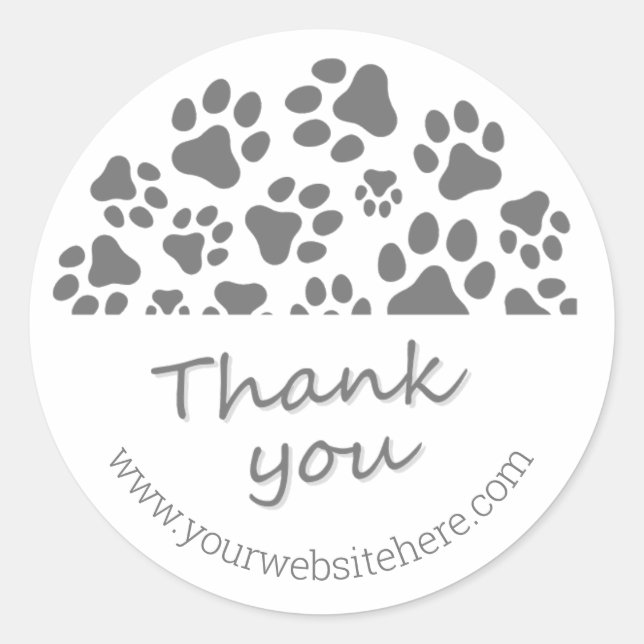Paw Print Vielen Dank, kleine Hunde Business Stick Runder Aufkleber (Vorderseite)