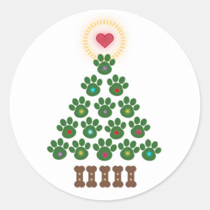 Paw Print Weihnachtsbaum Stickers