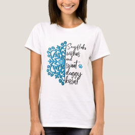 Paw Print Winter Snowflake Doggy Kisses T-Shirt