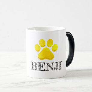 Paw Print Yellow PET NAME Modern Four Legacy Fun Verwandlungstasse