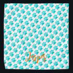 Paw Prints Aqua Blue Pet Name Orange Modern Fun Halstuch<br><div class="desc">Kunsthandwerker Drucke in Aqua Blue auf weißem Hintergrund mit eigenem PET-NAME in Orange. Einfach zu personalisieren Text,  Textfarbe. Großer Begleiter Bandana für JEDES Haustier,  Hund,  Katze,  Haustiere. Farbenfroh,  modern,  Spaß. Mix und Match ganze Pet Lover,  Haustiere,  Hunde Sammlungen von TMCdesigns.</div>