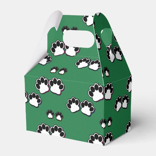 Paw Prints auf Grün Geschenkschachtel (Rückseite)