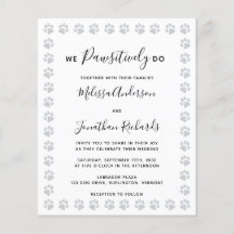 Paw Prints Budget Hochzeitseinladung Postkarte