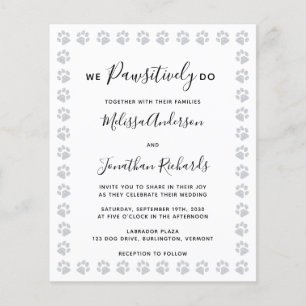 Paw Prints Budget Hochzeitseinladung Postkarte