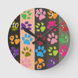 Paw Prints Clock Runde Wanduhr