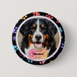Paw Prints Custom Pet Photo and Name Button