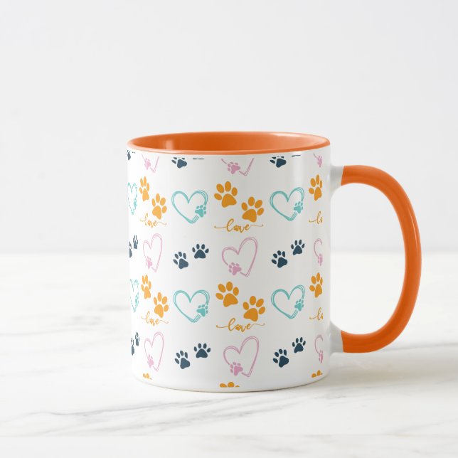 Paw Prints Cute Dog Lover  Tasse (Rechts)