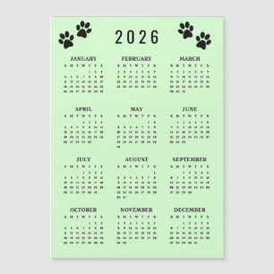 Paw Prints Design 2026 Kalender Magnetkarte