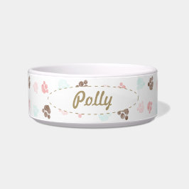 Paw Prints Dog Cat Personalisiert Mocha Baby Napf