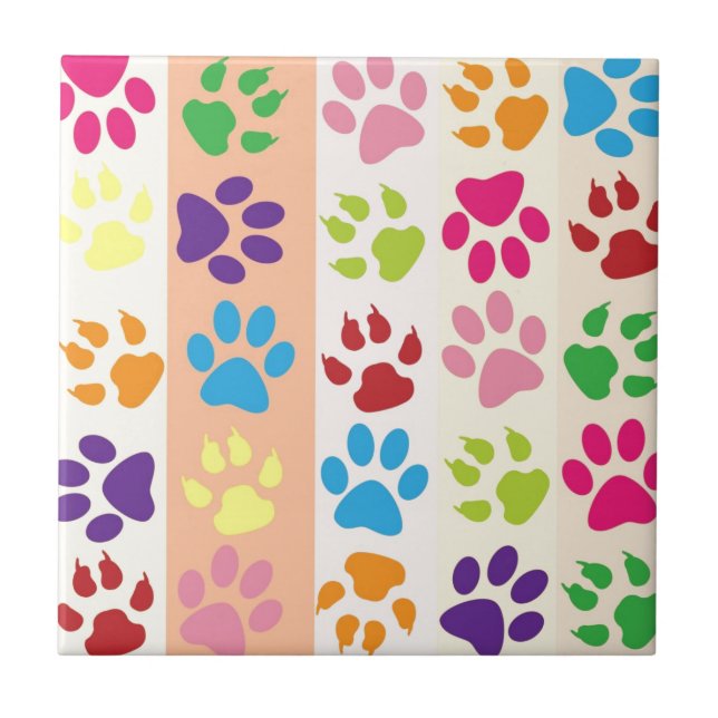 Paw Prints Fliese (Vorderseite)