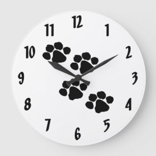 Paw Prints For Animal Lovers Große Wanduhr