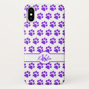 Paw Prints Glitzer Lila Stilftiger Monogramm Hund Case-Mate iPhone Hülle