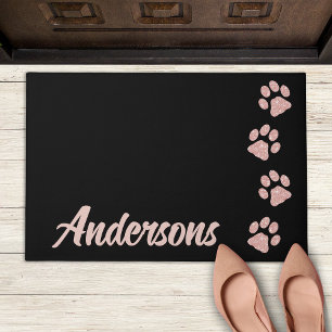 Paw Prints Glitzer Rose Gold Monogram Cat Dog Mama Fußmatte