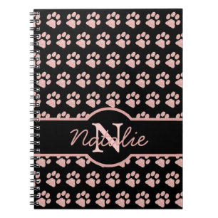 Paw Prints Glitzer Rose Gold Monogram Cat Dog Mama Notizblock