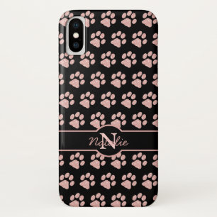 Paw Prints Glitzer Rose Gold Stilvolle Monogramm H Case-Mate iPhone Hülle