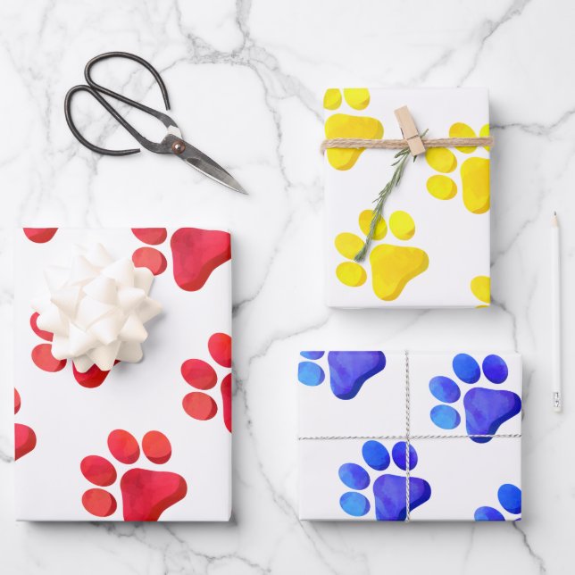 Paw Prints Haustiere Hunde Katzen Geschenk Wrap Sp Geschenkpapier Set (Vorderseite)