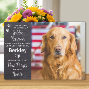 Paw Prints Heart Pet Hund Golden Retriever Memoria Fotoplatte