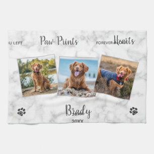 Paw Prints Hearts 3 Foto Pet Dog Memorial Geschirrtuch