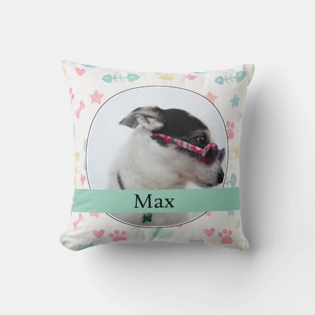Paw Prints & Hearts Custom Dog Photo  Kissen (Vorderseite)