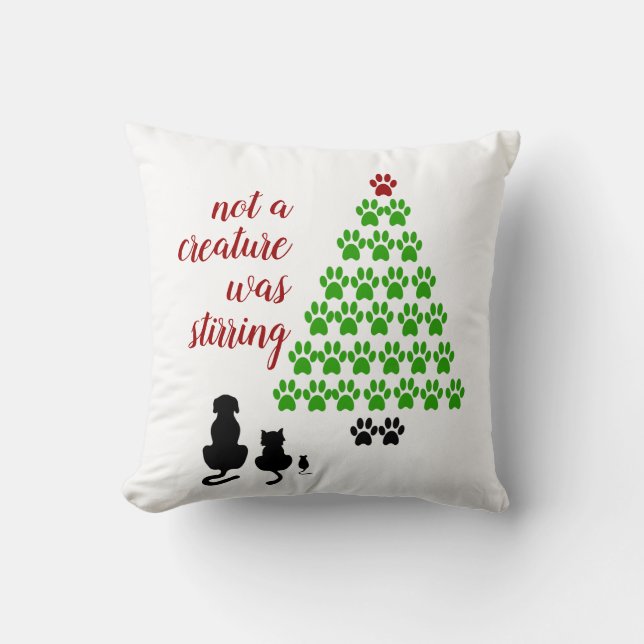 Paw Prints Holiday Tree Kissen (Vorderseite)