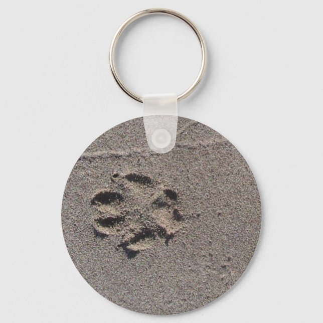 Paw Prints in Sand Schlüsselanhänger (Vorderseite)