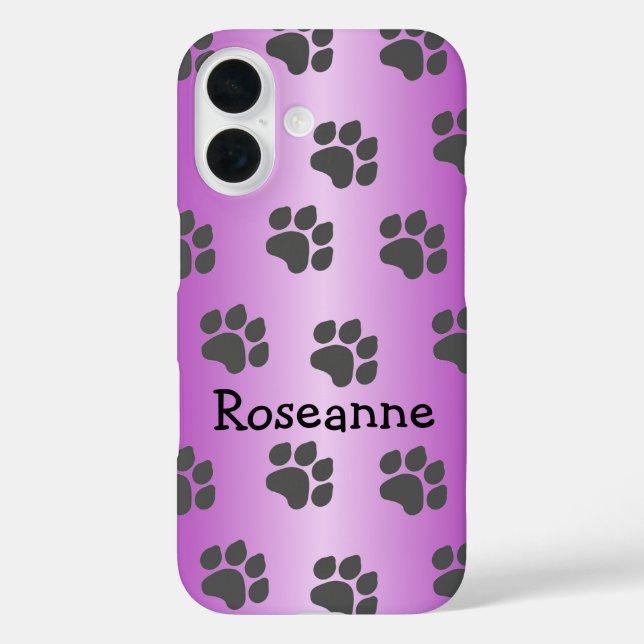 Paw Prints Lila Case-Mate iPhone Hülle (Rückseite)