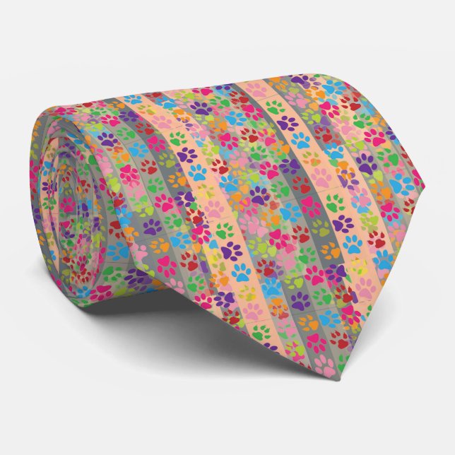 Paw Prints Necktie Krawatte (Gerollt)