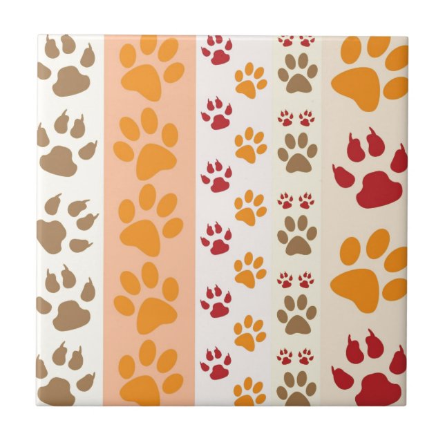 Paw Prints niedlich Hunde Liebhaber Fliese (Vorderseite)