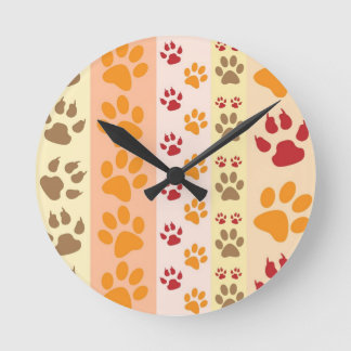 Paw Prints niedlich Hunde Liebhaber Runde Wanduhr