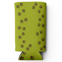 Paw Prints Olive Seltzer Can Cooler