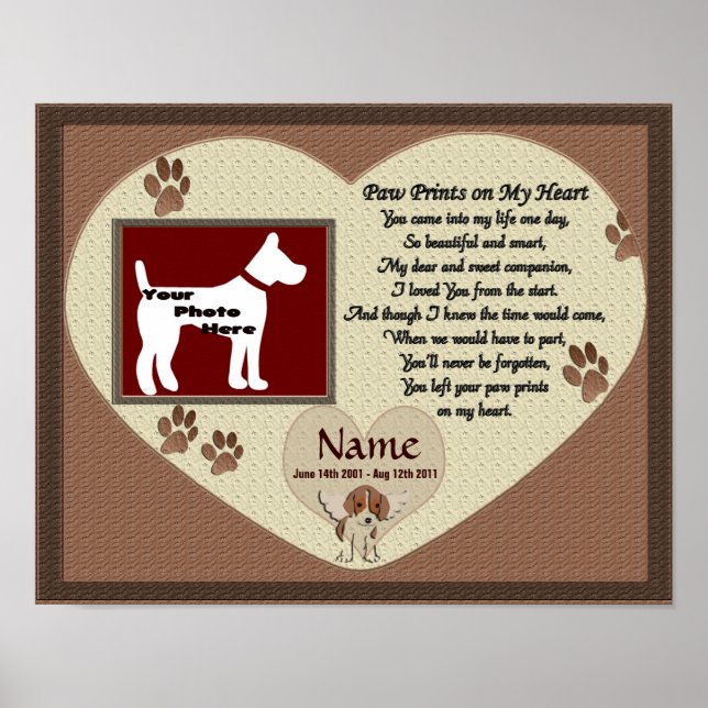 Paw Prints on My Heart - Brown Dog Memorial Poster (Vorne)